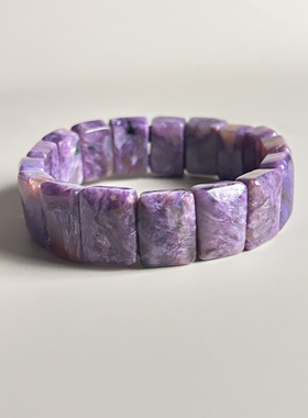 孤品清货 紫龙晶天然水晶玉化料黑冰玫瑰红纹石手牌 无人工加色