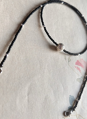 天然黑玛瑙925银配件 锁骨链女款百搭韩版简约