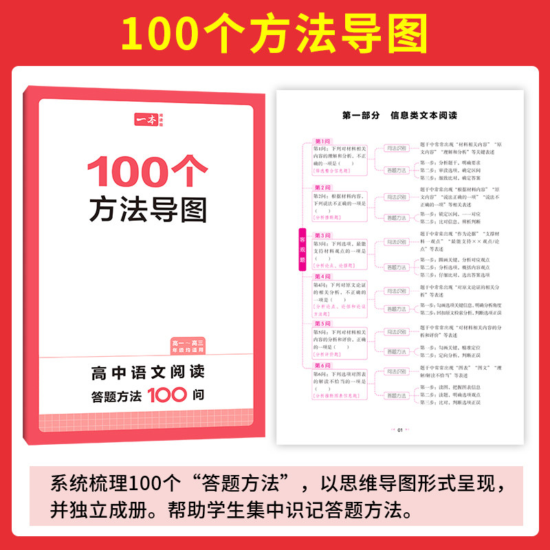 2026版一本高中语文阅读答题方法100问阅读理解与答题模板解题思路技巧高一高二高三高考人教版全国通用真题讲解训练100个考点导图,淘宝优惠券,粉丝福利购,淘宝优惠卷
