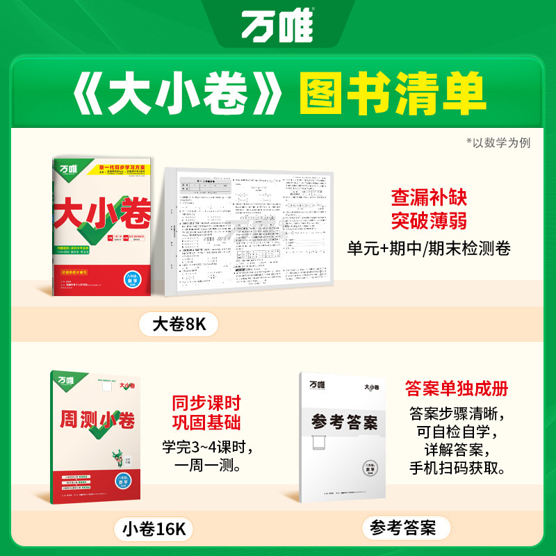 2026万唯大小卷八年级上册下册小四门政治历史地理生物人教版万维中考8同步试卷测试卷全套初二小四科单元期末刷题练习册训练