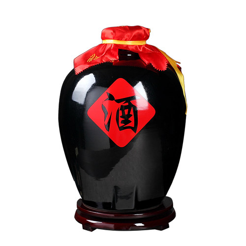 景德镇陶瓷酒坛子10斤20斤30斤50斤酒缸黑色罐密封家用泡酒瓶精致 - 图3