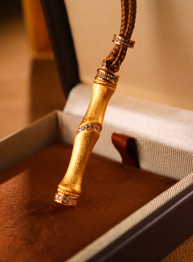 Lottie福禄竹节吊坠项链镀18k金吊饰节节高升 新中式