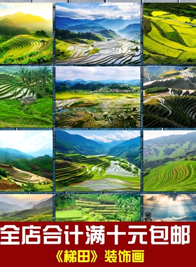 乡村梯田海报田园风景相框墙画贴画挂画客厅餐厅卧室酒吧装饰画