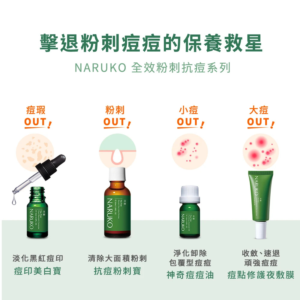 台湾NARUKO牛尔茶树痘点修护夜敷膜抗痘击退红肿痘草本精油2%水杨-图2