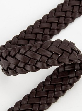3.3厘米银色编织装饰腰带女款