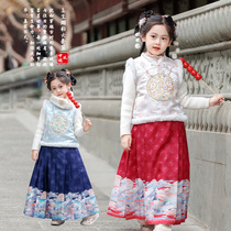 Color cloud chasing after lunar nepotism dress suit 2023 Winter new girl Embroidery Qipao Skirt Ancient Winewear for the Year of the Conqueror