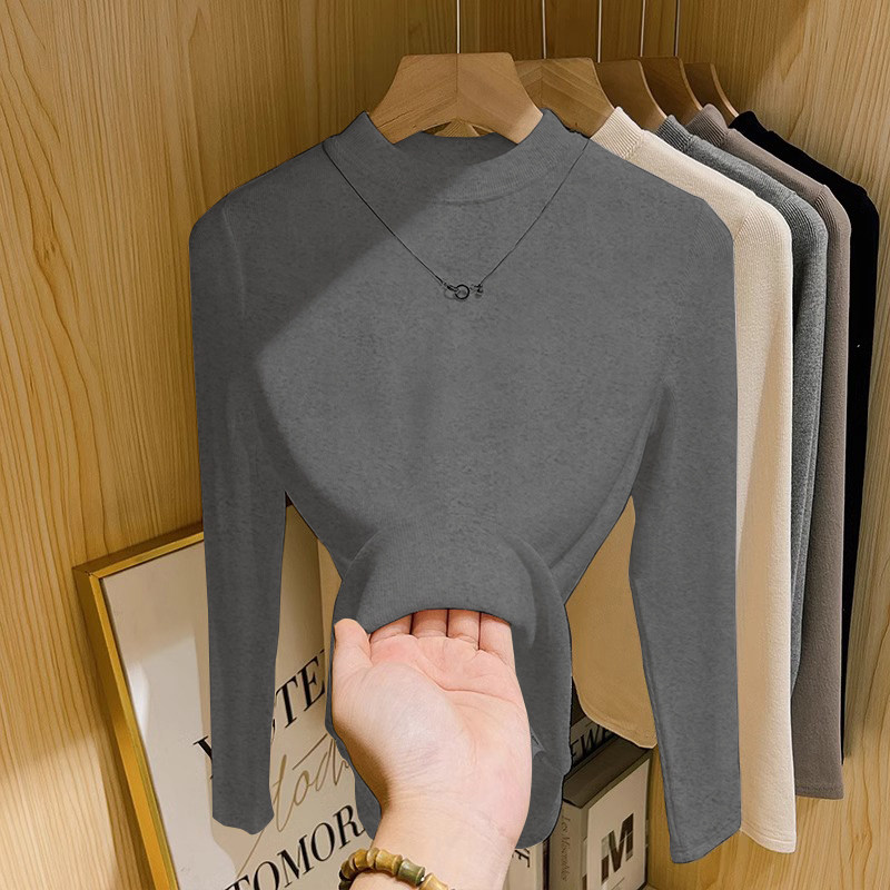 双面德绒保暖内搭打底衫减龄长袖t恤女冬季新款修身小立领上衣ins,淘宝优惠券,粉丝福利购,淘宝优惠卷