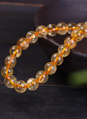 黄阿塞手串黄水晶手链6mm3圈手串