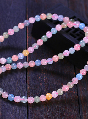 天然摩根石3圈海蓝宝水晶手串