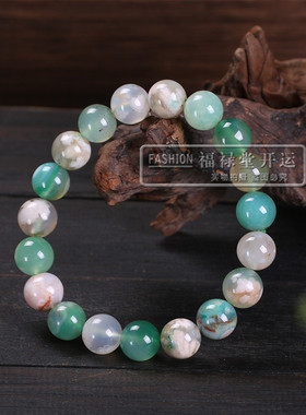 绿色樱花玛瑙手链冰种玉髓手串