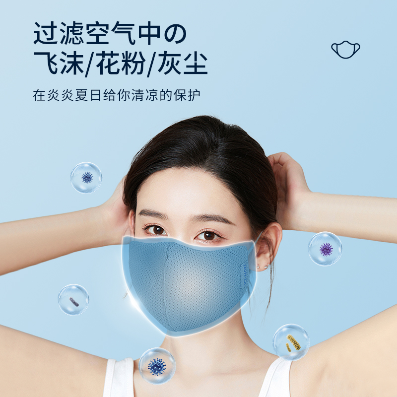 日本白元冷感口罩冰感防紫外线防灰尘防花粉透气循环使用2枚/袋 - 图3
