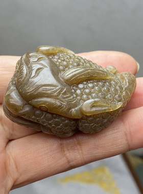 实拍和田玉老红糖玉糖料纯手工制作挂件三脚金蟾吊坠手把件手玩件