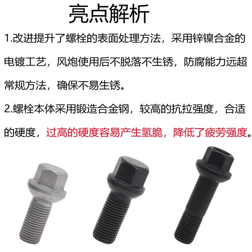 12.9高强度锻造轮毂螺栓螺丝适用奔驰C级E级S级GLC加长螺丝NERVI - 图0