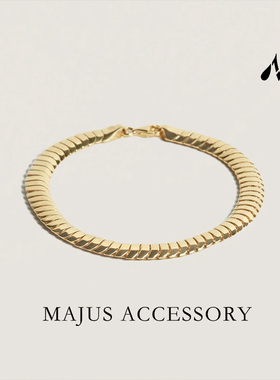 黄金色古巴手链电镀真金