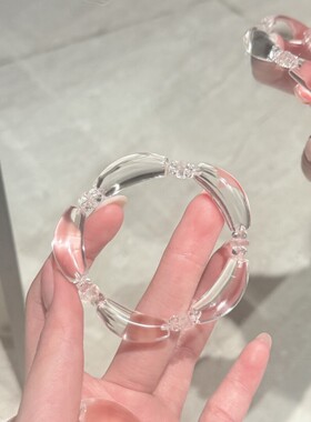 冰透牛鼻孔白水晶海纹石紫水手串
