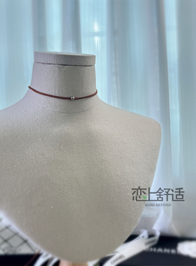 转珠黑色酒红麂皮绒choker项圈