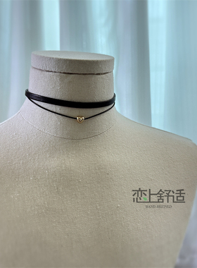 朋克黑色叠戴锁骨链女简约choker