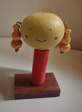 天然葫芦拨浪鼓幼儿抓握益智玩具宝宝摇铃成人解压神器纯手工定制