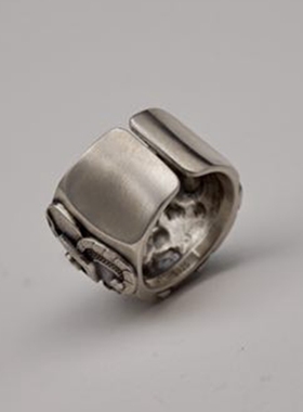 食肉者饕餮青铜器戒指S925银浮雕