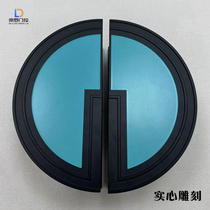 Minimalist New Chinese antique semicircular glass door handle lettering large door handle black wooden door armrest push-pull blue