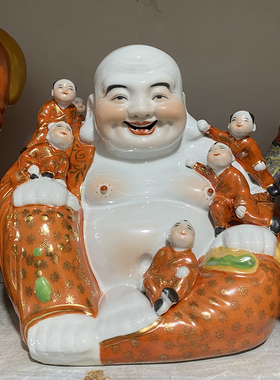 景德镇笑佛摆件陶瓷五子罗汉五子登科多子佛像招财弥勒佛门厅雕塑