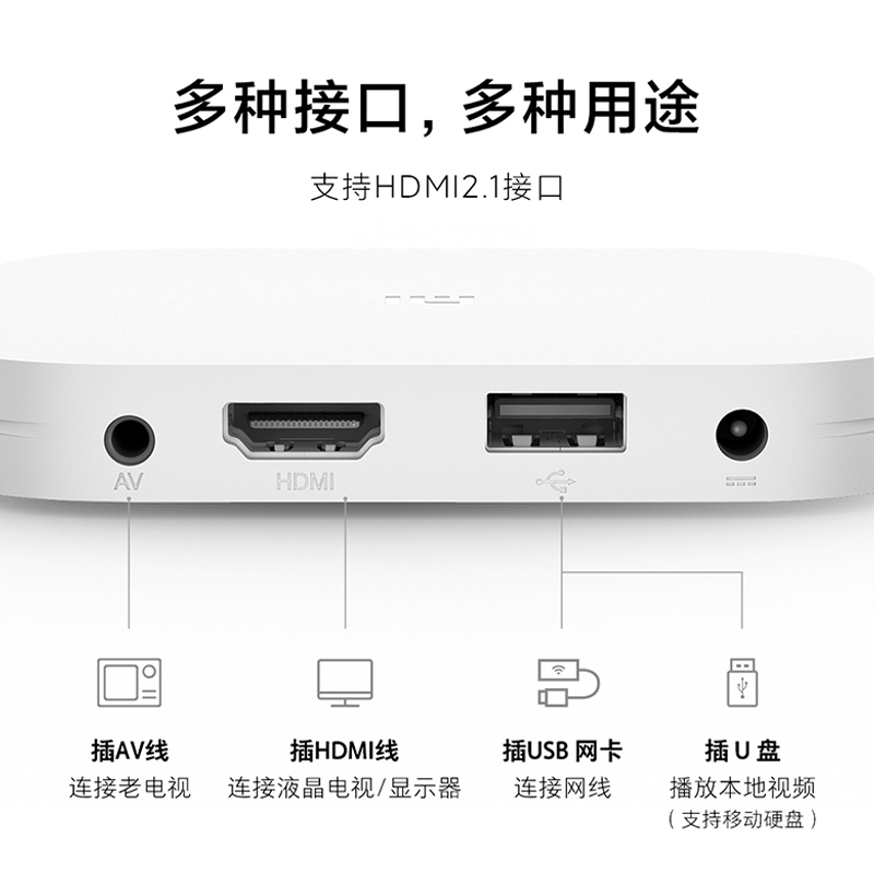 小米盒子4S Pro家用智能网络电视机顶盒8K高清视频播放器2GB+16GB