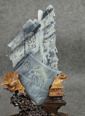 青花籽料小摆件新疆和田玉