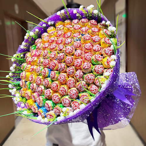 99颗雅客天天棒棒棒糖花束送女友生日创意礼物网红糖果花束情人节 - 图1