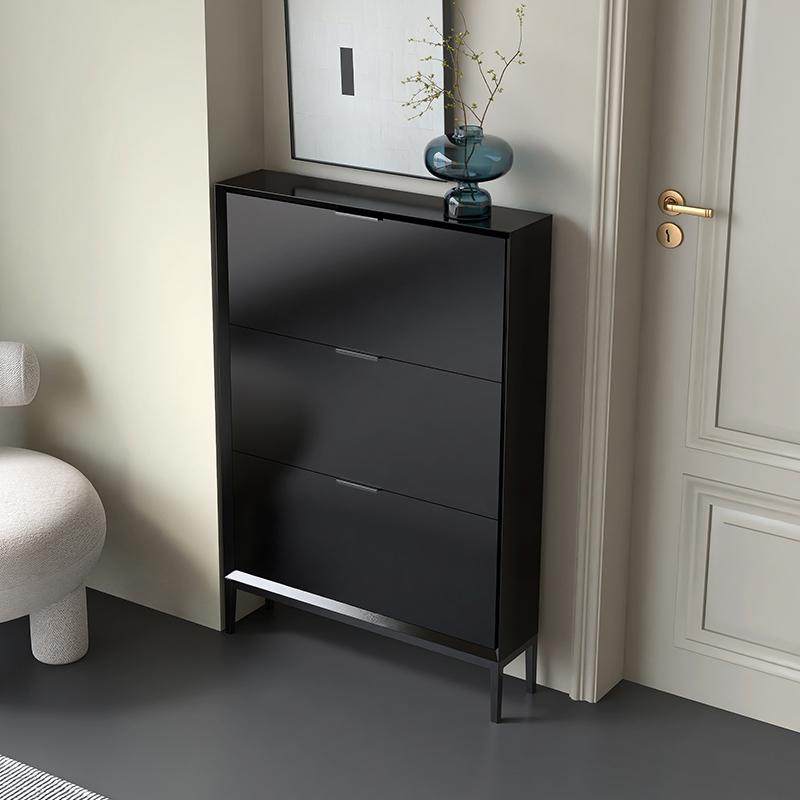 烤漆超薄鞋柜意式极简翻斗式实木家用门口小户型省空间极窄玄关柜 - 图1