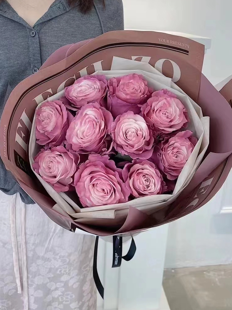 厄瓜多尔豆沙粉mauve roses 玫瑰生日求婚花七夕广州花店全国包邮 - 图1