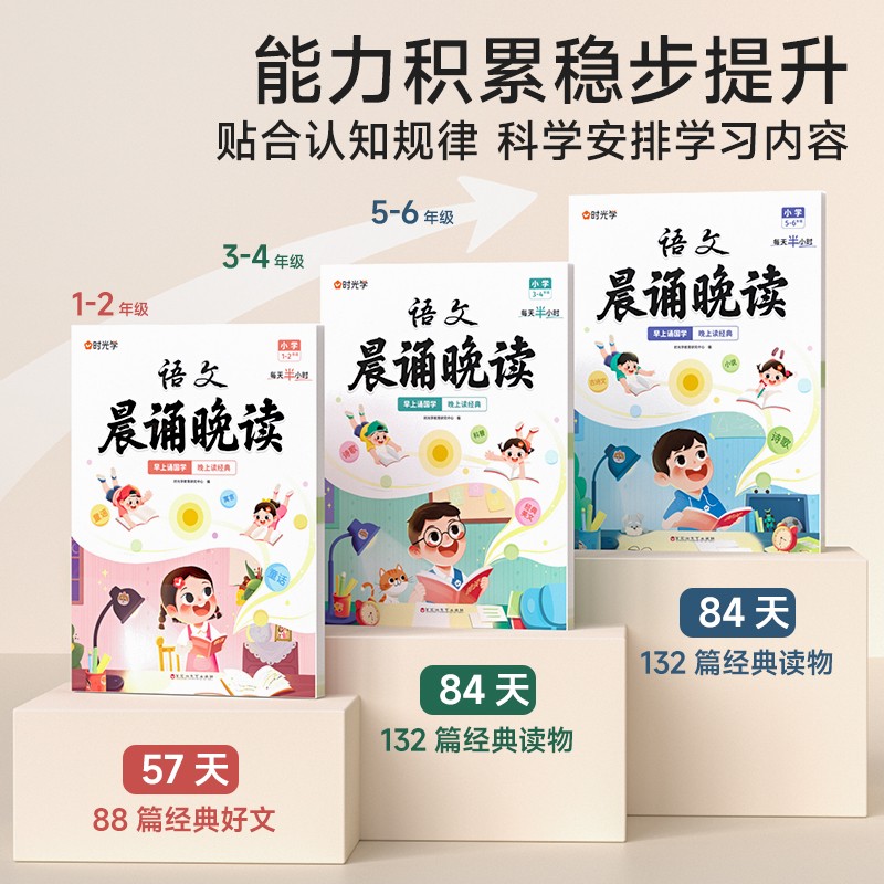 时光学 语文晨诵晚读小学生1-6年级晨读晚诵经典晨读美文100篇一二三四五六年级同步课文阅读晨诵暮读作文素材积累大全每日晨读377 - 图1