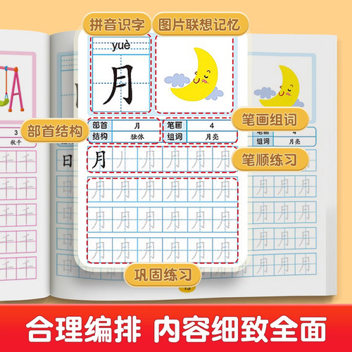 幼小衔接学前班练字帖儿童幼儿园汉字描红本大班练字帖每日一练点阵控笔训练幼儿园练字本学写字幼儿字帖入门幼升小教材全套练习册 - 图1