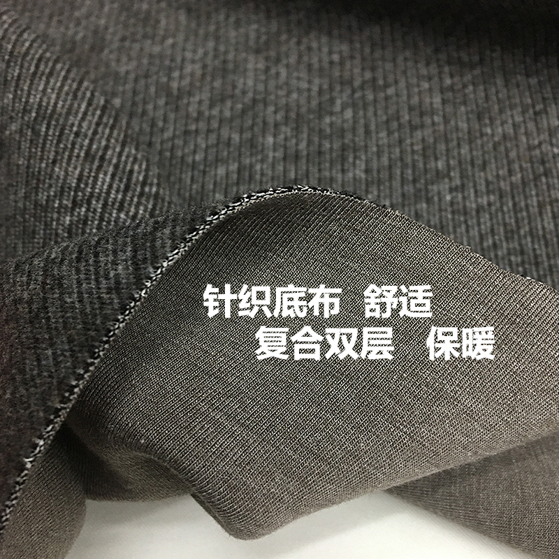 冬季高档复合加绒加厚垂感羊毛斜纹面料夹克外套阔腿裤子服装布料 - 图1