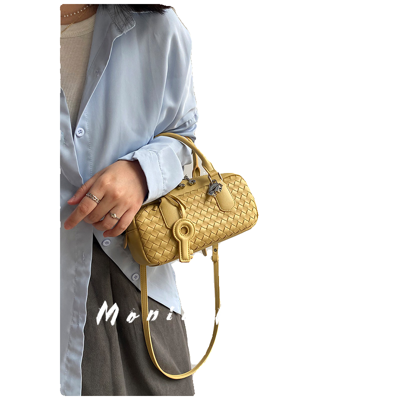 怪兽君2025新款小众俏皮小方包编织牛皮手提包真皮保龄球包小包包,淘宝优惠券,粉丝福利购,淘宝优惠卷