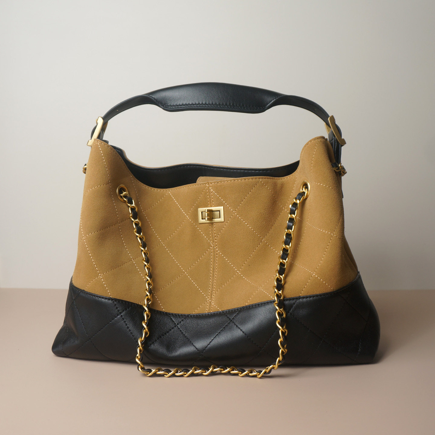 怪兽君包包真皮托特包通勤羊皮腋下包大容量链条菱格单肩包高级感,淘宝优惠券,粉丝福利购,淘宝优惠卷