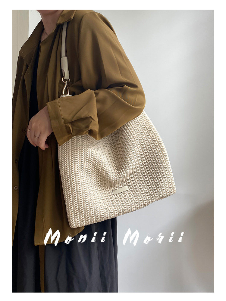 怪兽君小众慵懒风大容量编织包包女2025新款通勤托特包单肩高级感,淘宝优惠券,粉丝福利购,淘宝优惠卷