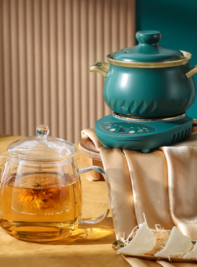 曼妥斯电炖杯花茶玻璃壶小陶瓷宝宝BB辅食炖锅全自动煲汤煮粥神器