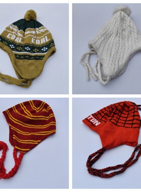 外贸秋冬加绒护耳针织帽儿童成人