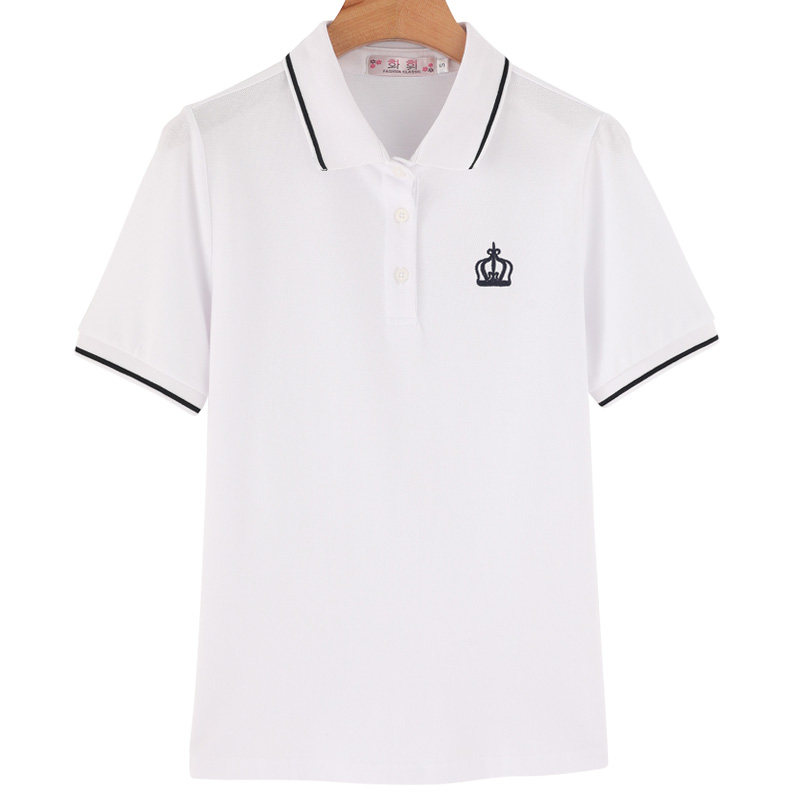 学院风翻领半袖女潮工作服夏polo衫 学院风 原创fashion店T恤