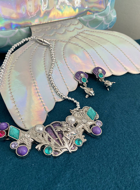 现货美国迪士尼乐园长发耳夹项链