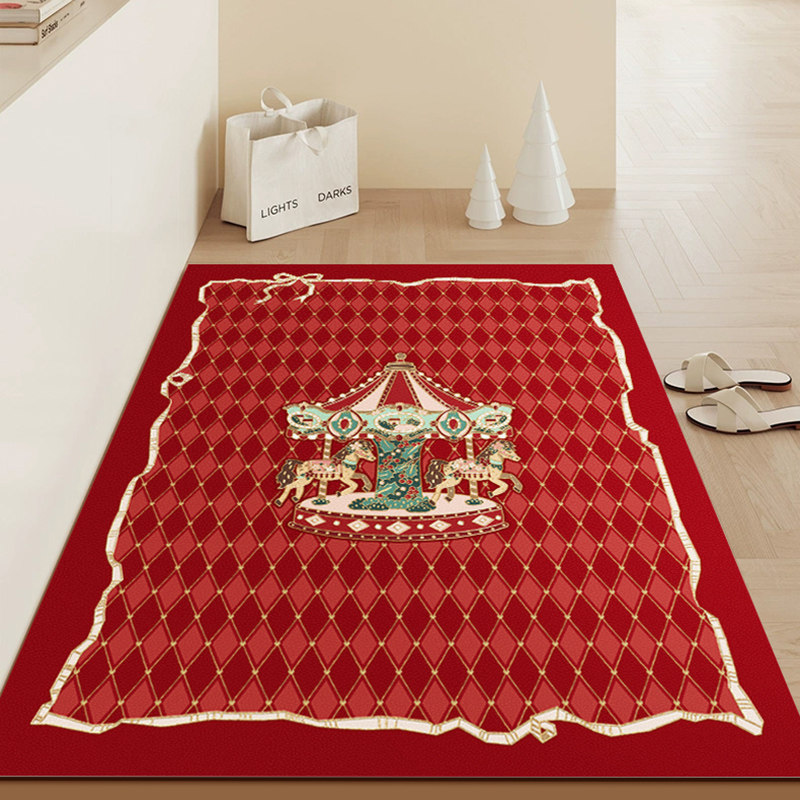 法式复古塞拉斯蒂娅圣诞新年木马皮革地垫可擦免洗脚垫入户进门垫,淘宝优惠券,粉丝福利购,淘宝优惠卷