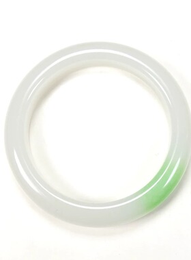 天然新疆和田玉羊脂玉手镯青海料翠青飘翠白玉镯子女款玉镯带证书