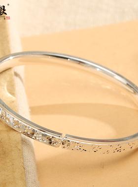 云银小众女999纯银碎冰冰银手镯
