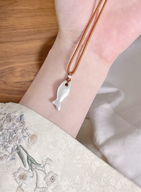 足银9999纯银小鱼项链女