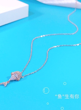 s925纯银小鱼项链女锁骨链
