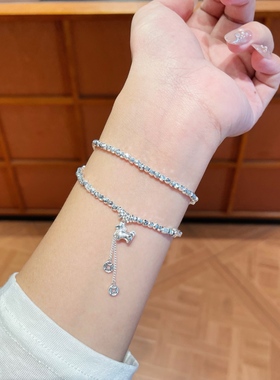 足银999纯银马上有钱碎银手链女