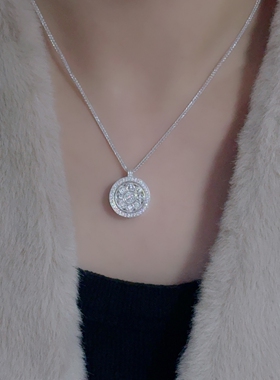 足银纯银八宝罗盘项链女