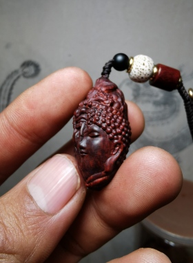紫檀红木头精雕刻佛魔一念之间车钥匙扣小吊坠文盘玩手把挂件饰品
