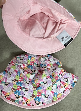 送防风带大童女童夏日遮阳护眼帽子防晒渔夫帽外单质量好卡通印花