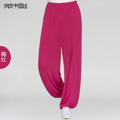 太极服裤莫代尔竹纤维练功武术男女青少中老年中国风灯笼大码夏季 - 图0